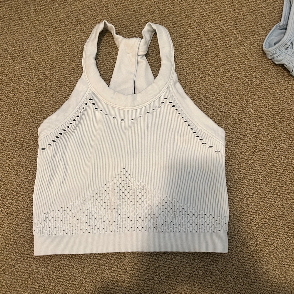 Fp movement crop crochet tank - ice blue, almost white size XS/S